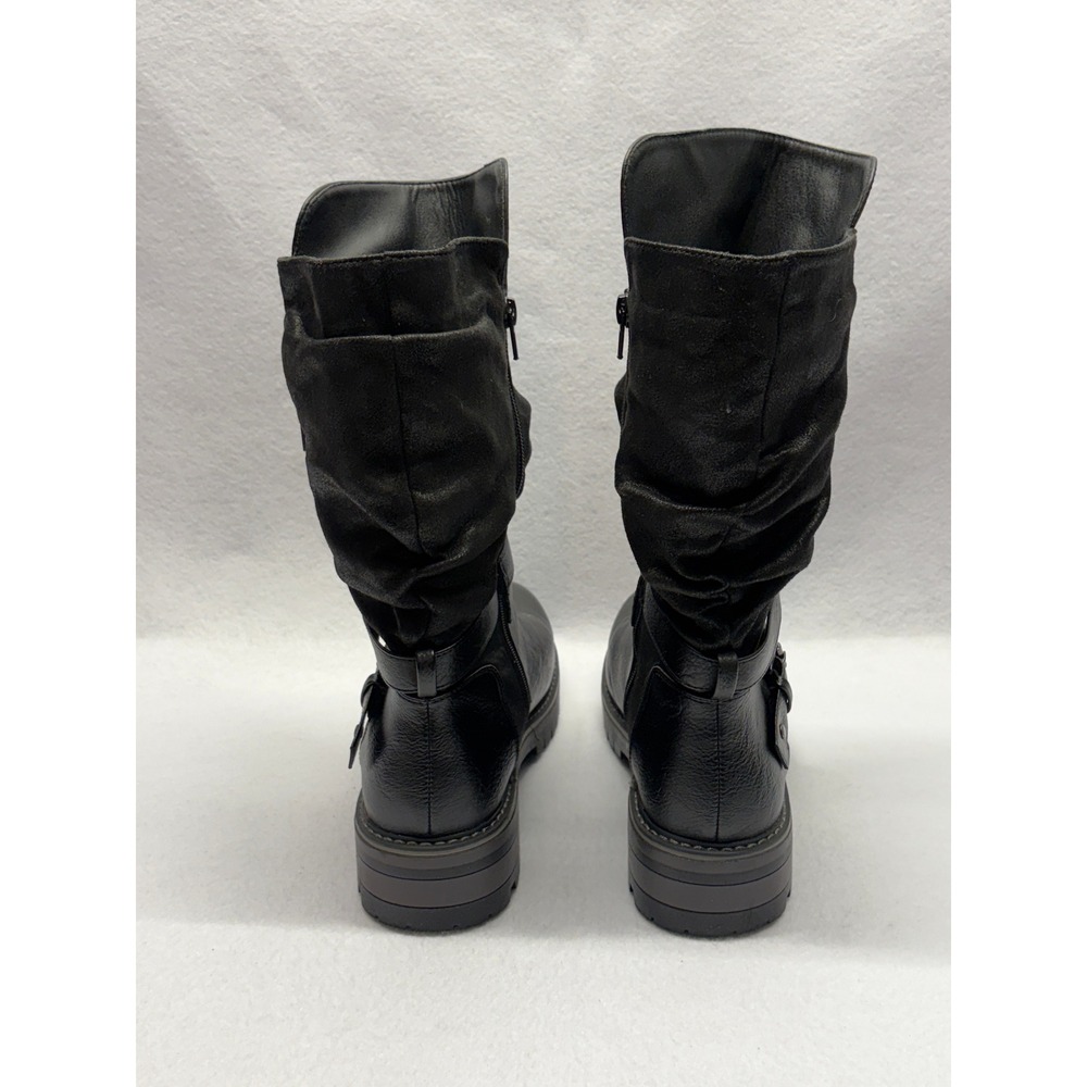 Maurices Blaire Mid Shaft Moto Boots Black Buckle Slouchy Lug Sole Womens 9M - Picture 4 of 12